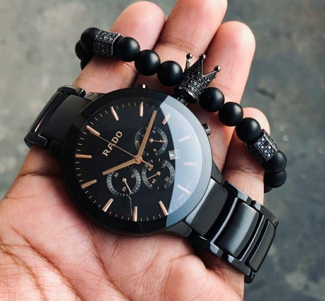Men Rado Centrix Chronograph Black Watch
