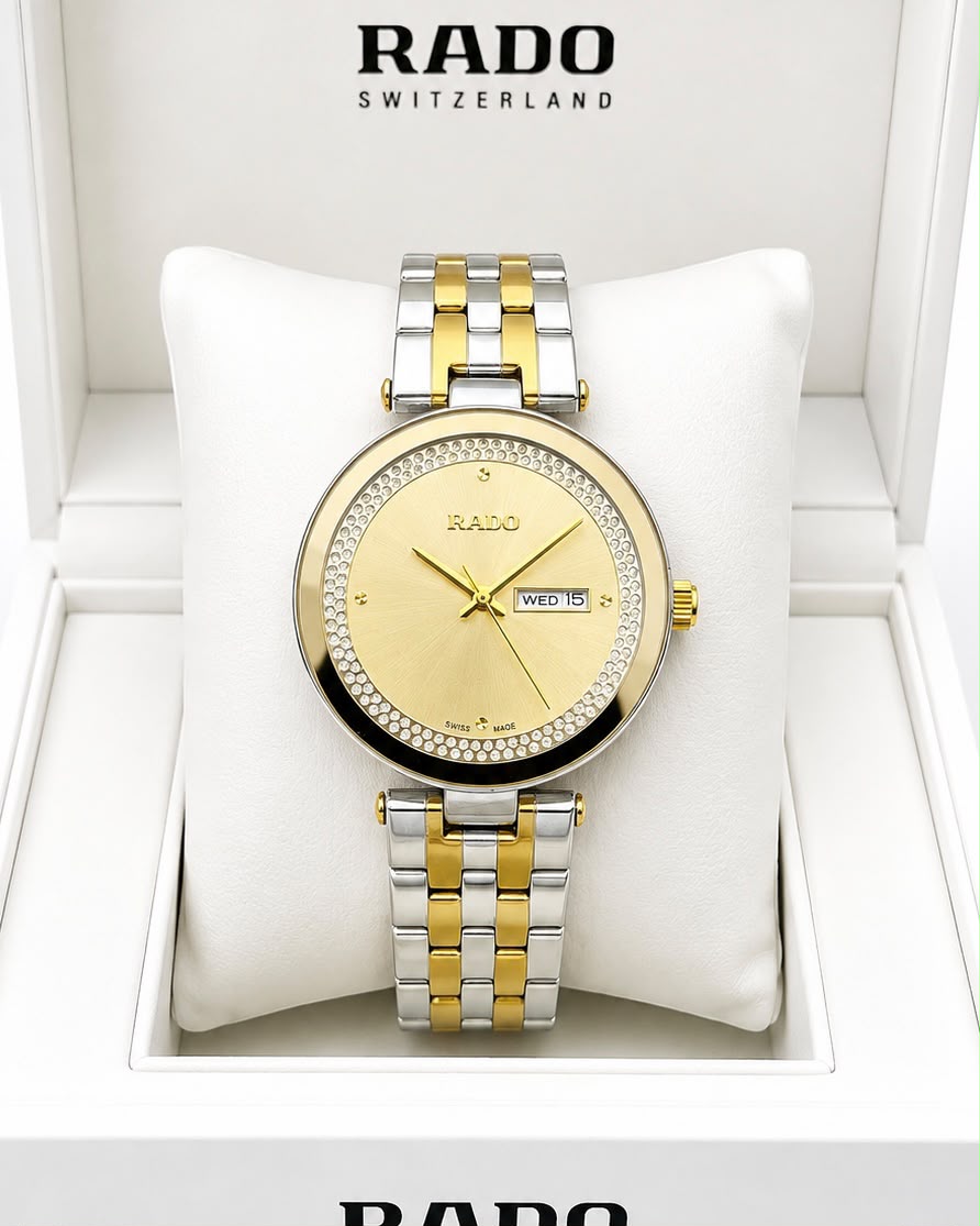 Rado Gold Dial Two-Tone Stainless Steel Analog Watch