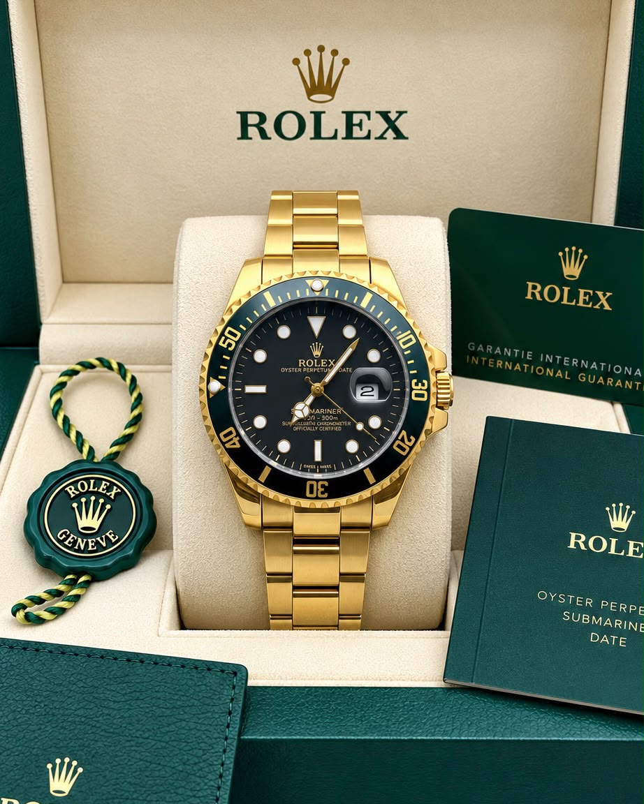 Rolex Submariner Black Dial Black Bezel Gold Watch