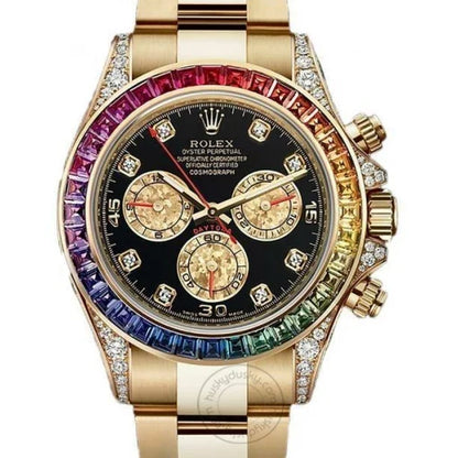 Rolex Watch Rainbow Diamond Gold Metal Mens Watch For Mens RLX-Rainbow