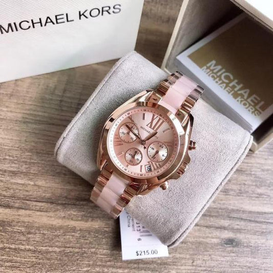 Michael Kors Chronograph Rose Gold Women's Watch With Two Tone Pink and Rose Gold