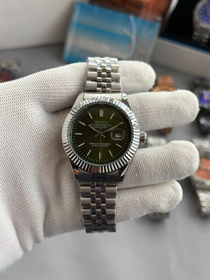 Seiko Mod Date Just Olive Green Dial Men's Watch