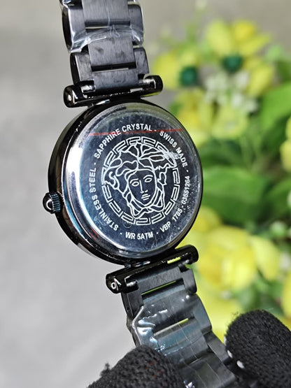 Versace Black Metal Belt Women's Watch