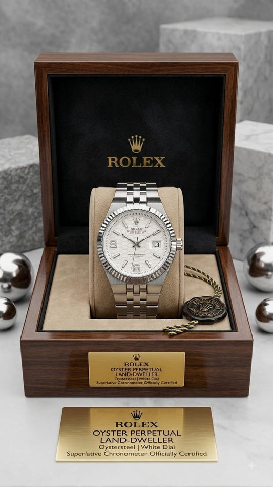 Rolex Oyster Perpetual Land-Dweller Stainless Steel White Dial Watch