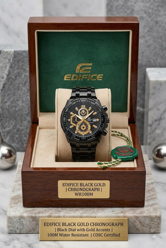 Casio Edifice Black Gold Chronograph Black Dial Stainless Steel Watch