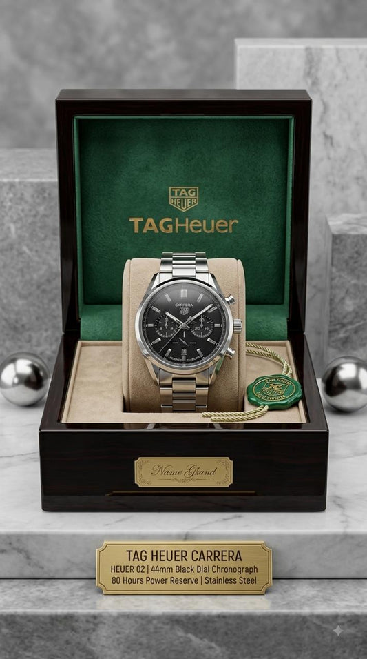 TAG Heuer Carrera Heuer 02 Black Dial Stainless Steel Chronograph Watch