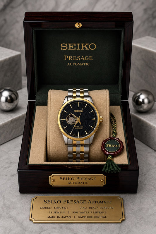 Seiko Presage Automatic Black Dial Two-Tone Stainless Steel Watch