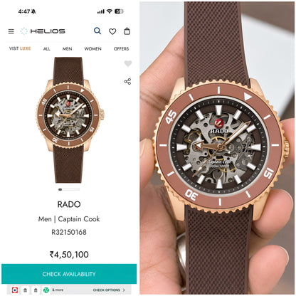 Rado Men's Captain Cook Automatic Brown Dial Skeleton Watch