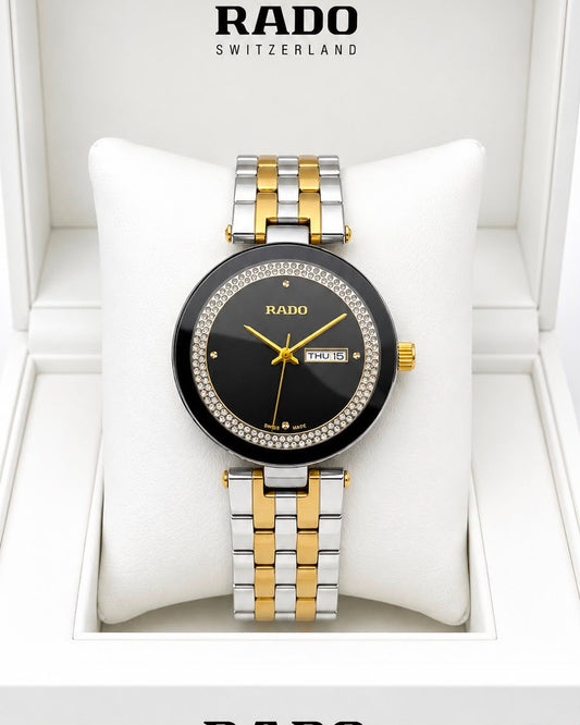 Rado Black Dial Two-Tone Stainless Steel Analog Watch