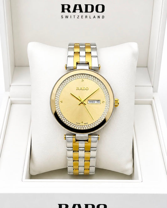 Rado Gold Dial Two-Tone Stainless Steel Analog Watch