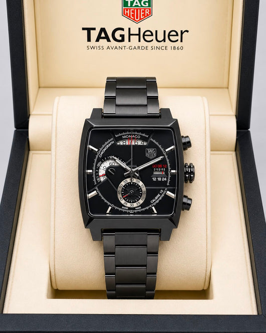 TAG Heuer Monaco Black Dial Black Stainless Steel Chronograph Watch