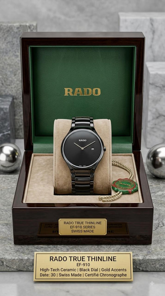 Rado True Thinline Grey Black Textured Dial Watch