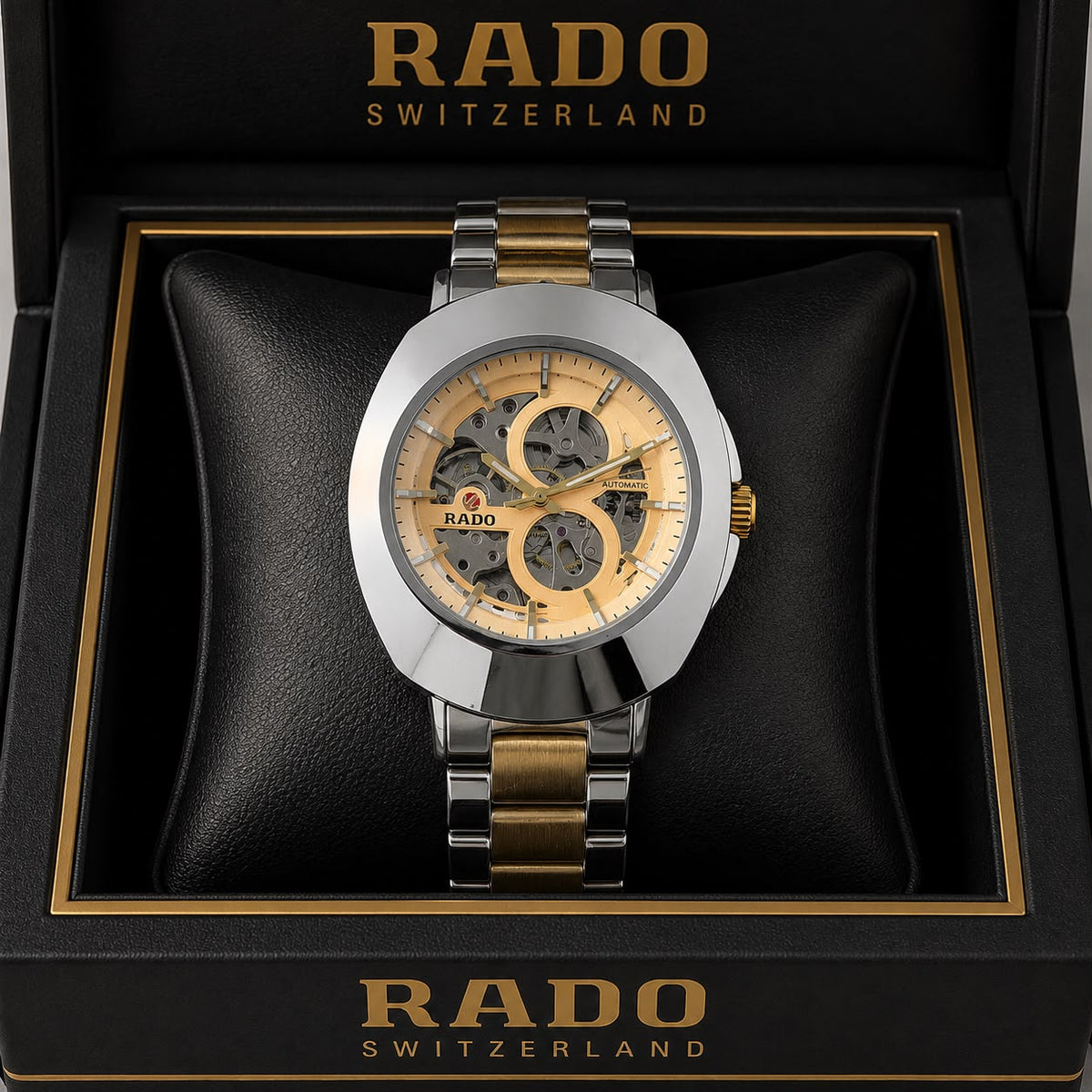 Rado DiaStar Skeleton Gold And Silver Strap Men's Watch
