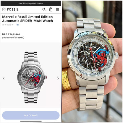 Fossil Spider-Man Skeleton Automatic Watch