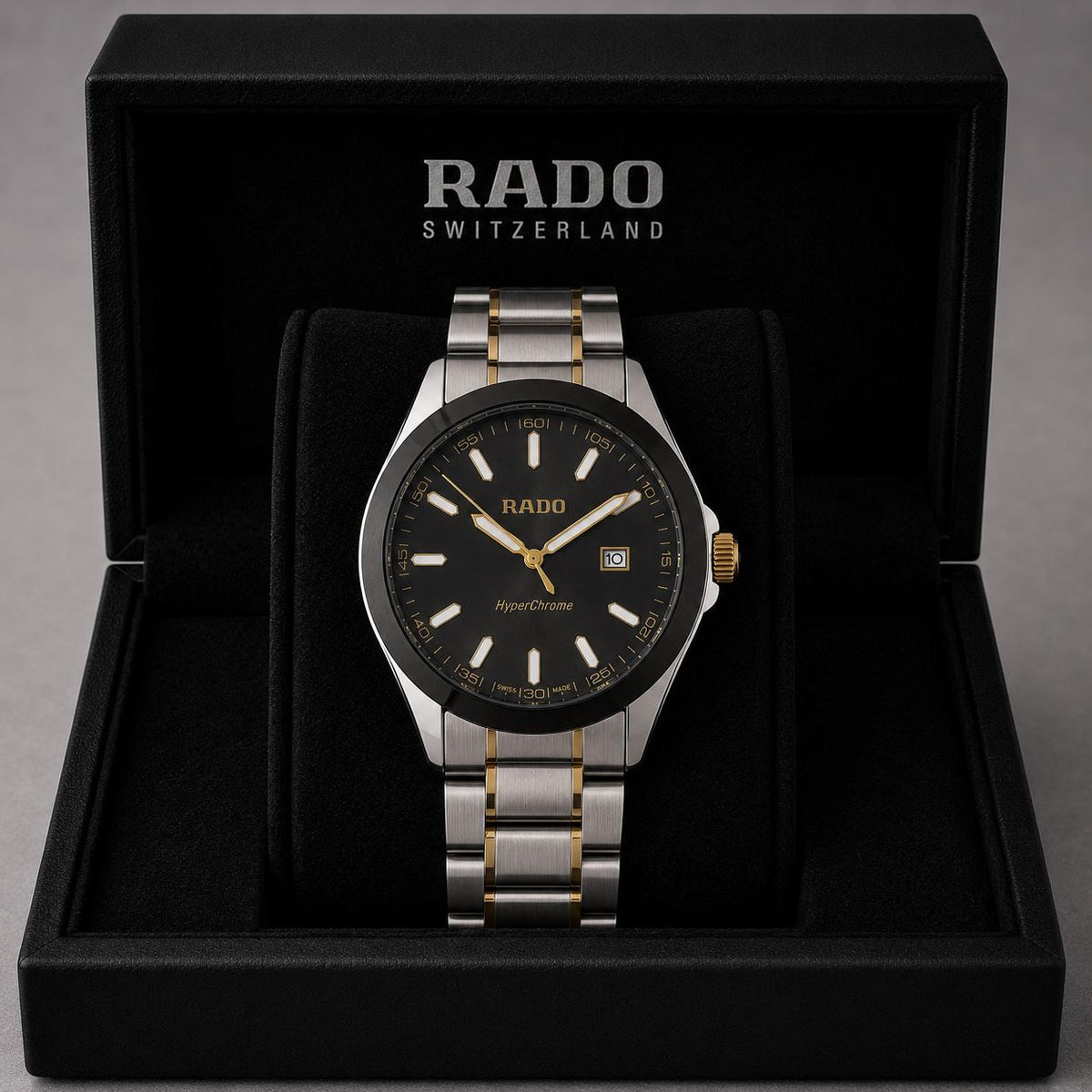 Rado Black Dial Black Bezel Two-Tone Stainless Steel Luxury Watch