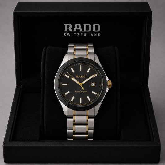Rado Black Dial Black Bezel Two-Tone Stainless Steel Luxury Watch