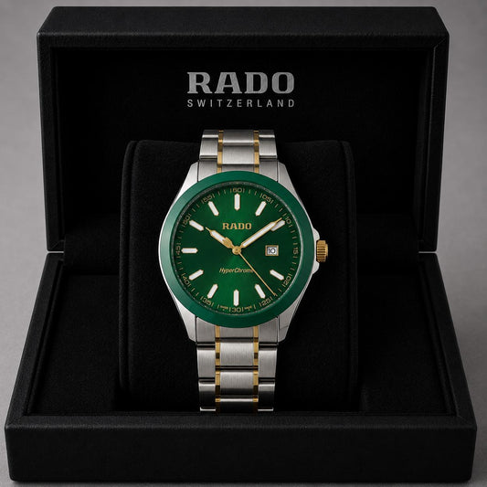 Rado Green Dial Green Bezel Two-Tone Stainless Steel Luxury Watch