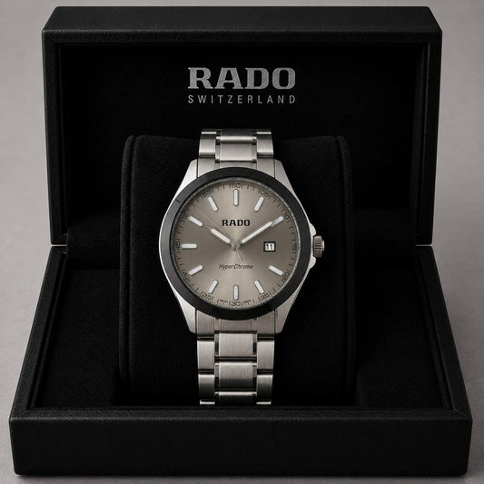 Rado Silver Dial Black Bezel Silver Stainless Steel Luxury Watch