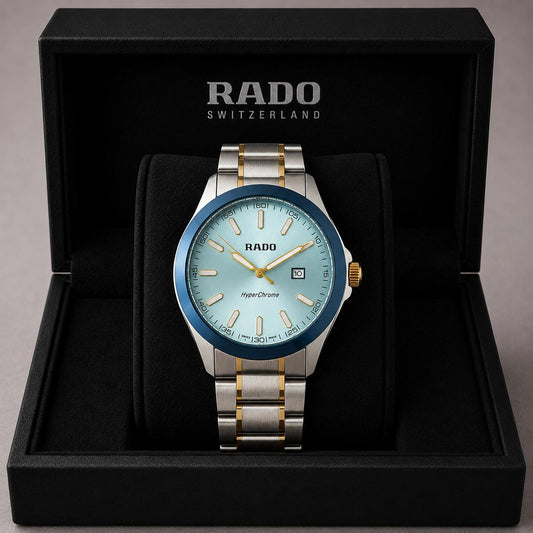 Rado Mint Blue Dial Blue Bezel Two-Tone Stainless Steel Luxury Watch