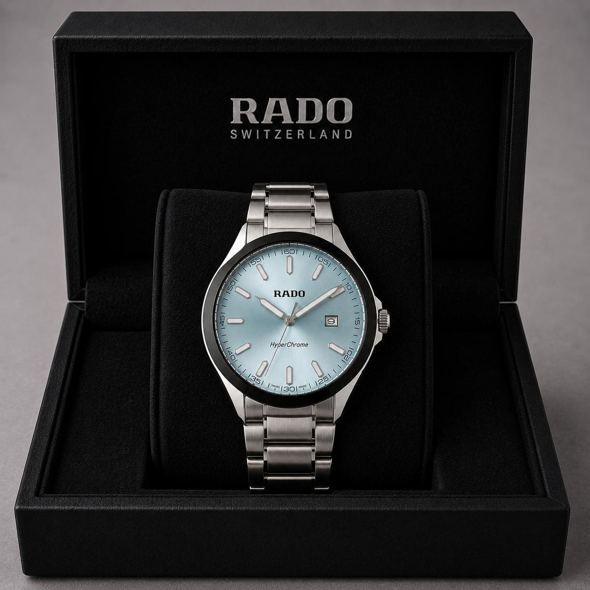 Rado Light Blue Dial Black Bezel Two-Tone Stainless Steel Luxury Watch