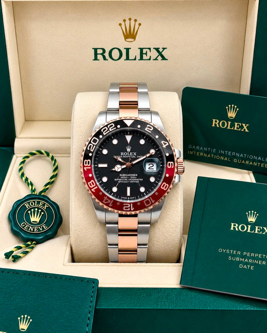 Rolex GMT-Master II Black Dial Red & Black Bezel Two-Tone Watch