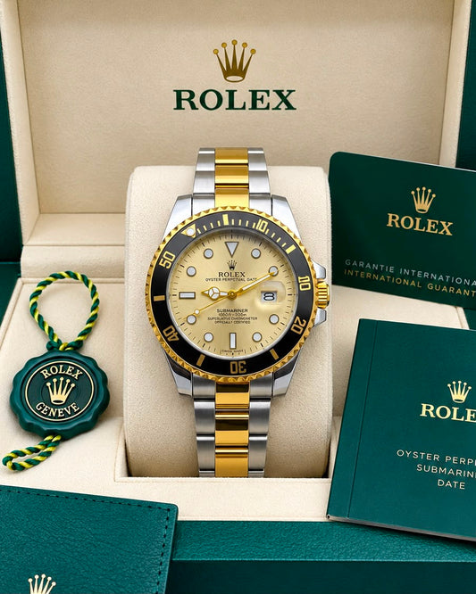 Men's Champagne Dial Two-Tone Gold & Silver Dive Watch