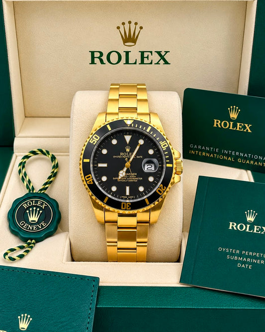 Men's Black Dial Full Gold-Tone Dive Watch