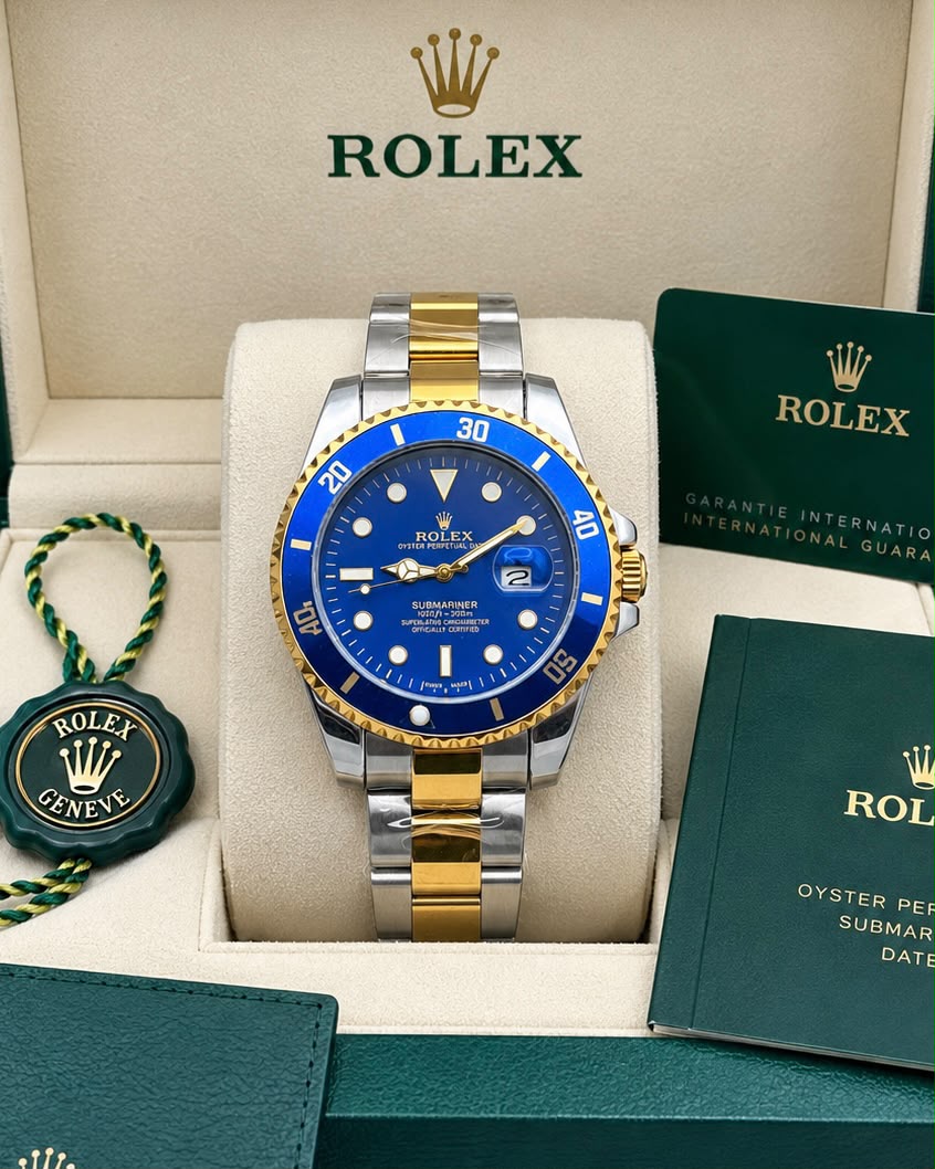 Men's Blue Dial Two Tone Dive Watch