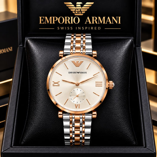 Emporio Armani Women’s Beige Dial Two-Tone Chronograph-Style Watch