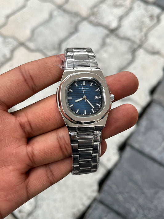 Patek Philippe Blue Dial Silver Stainless Steel Women’s Nautilus Watch