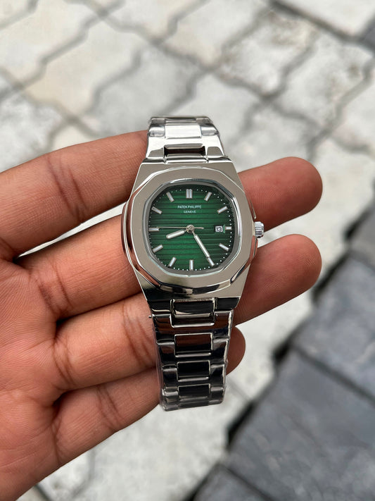 Patek Philippe Green Dial Silver Stainless Steel Women’s Nautilus Watch
