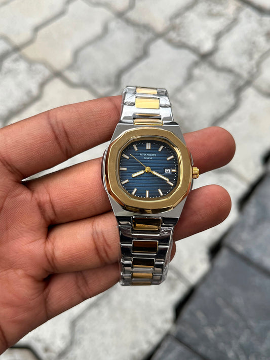 Patek Philippe Blue Dial Two-Tone Gold Stainless Steel Women’s Nautilus Watch