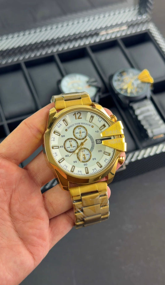 Royal Diesel White Gold Dial New Model Analog Watch For Men